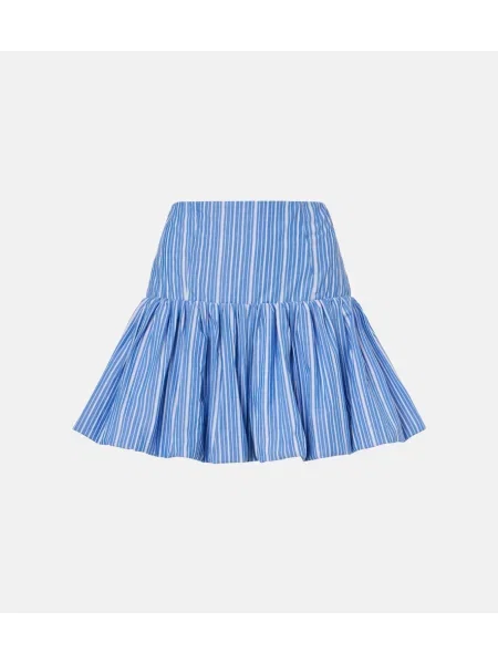 Fustă Ganni cu dungi din poplin albastru