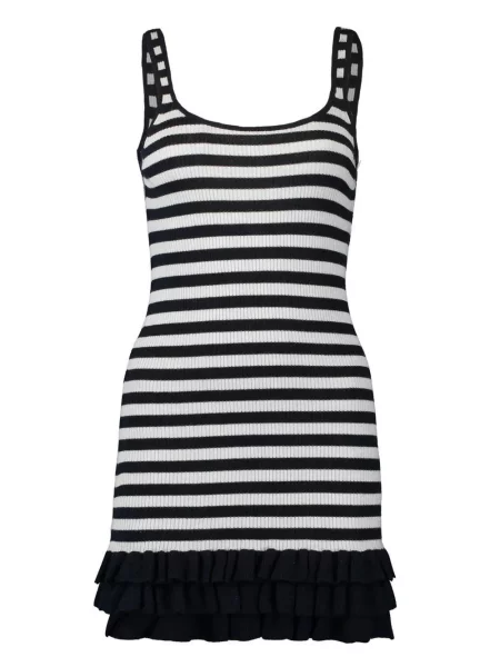 Mała sukienka mini Brandon Maxwell w paski garniturowa granatowa