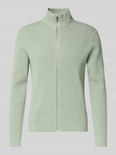 Kardigan ze stójką i zamkiem błyskawicznym Lindbergh zielony