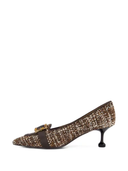 Pantofi cu toc Gibaldi din tweed maro