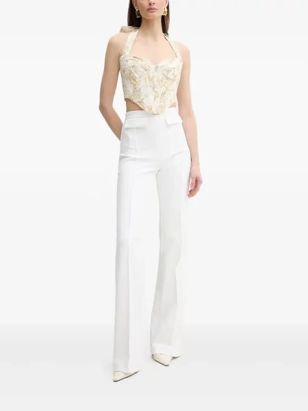 Top Bardot cu gât halter alb