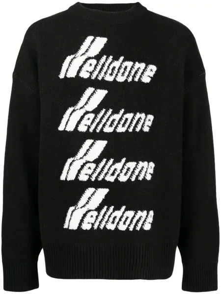 Pulover We11done cu broderie negru
