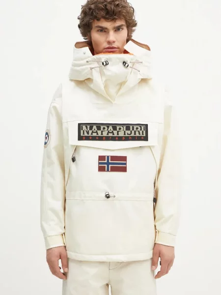 Яке Napapijri Skidoo зимен модел с уголемена кройка бежово