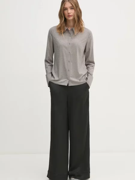 Классическая ошейниковый рубашка Sisley серая