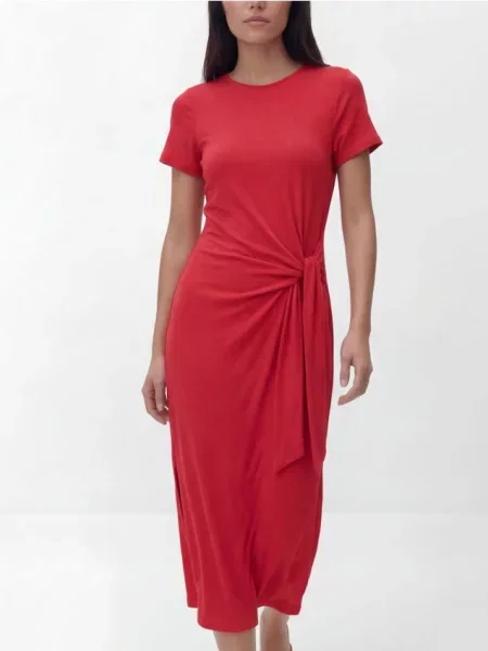 Reserved Rochie midi cu conținut ridicat de modal roșu