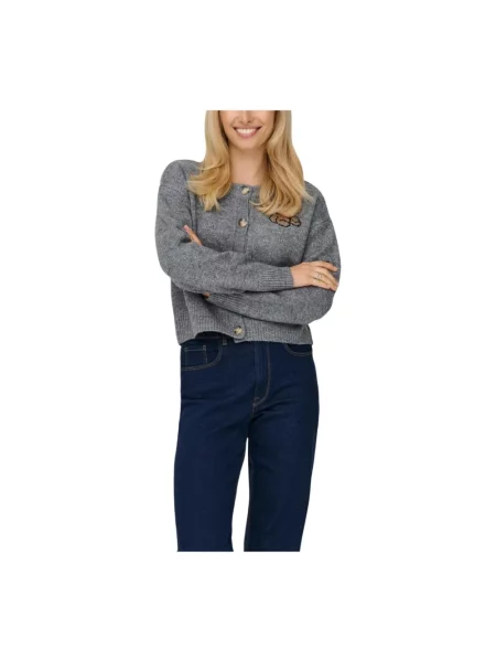 Kardigan Only z nadrukiem szary