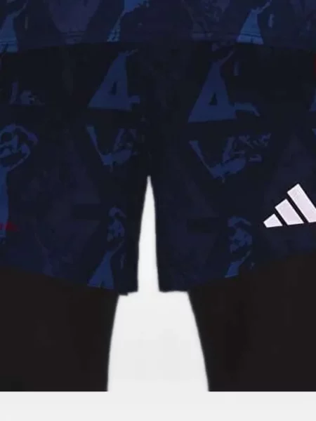 Pantaloni scurți Adidas cu autograf alergare cu imprimeu geometric albastru