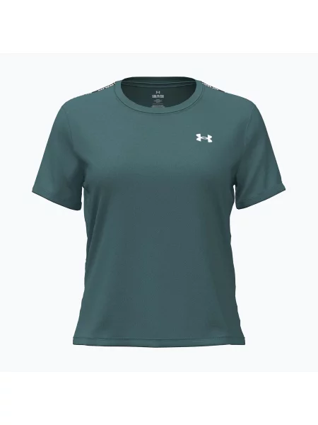 Tricou de antrenament pentru femei Under Armour Tech Wordmark Tape rack green/black/white alb