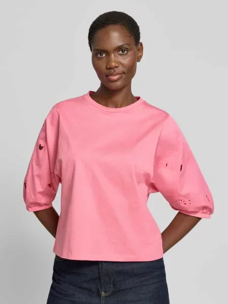 T-shirt z rękawem o dł. i haftem angielskim Tom Tailor