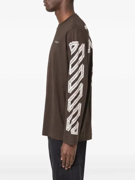 Lung tricou Off-white cu imagine alb
