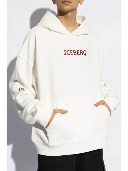 Hanorac cu glugă Iceberg cu imagine alb