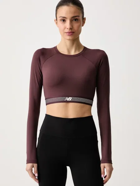 New Balance longsleeve treningowy brązowa
