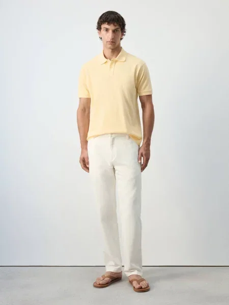 Koszulka polo pika Mężczyzna M MANGO MAN żółty