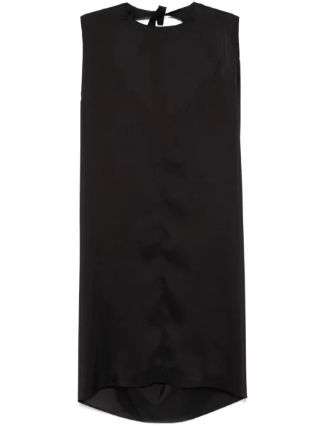 Rochie midi Mm6 Maison Margiela de mătase până la genunchi de costum negru