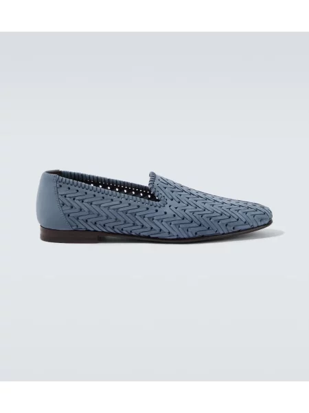 Pantofi loafer Manolo Blahnik din piele albastru