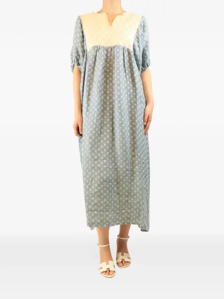Rochie midi Nina Leuca cu broderie albastru