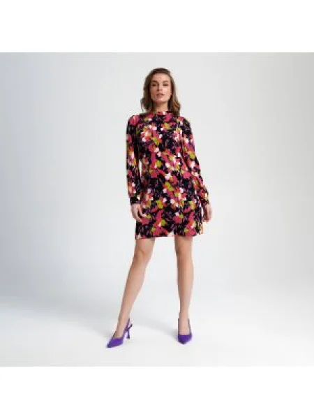 Sinsay Květinové mini šaty Vícebarevná