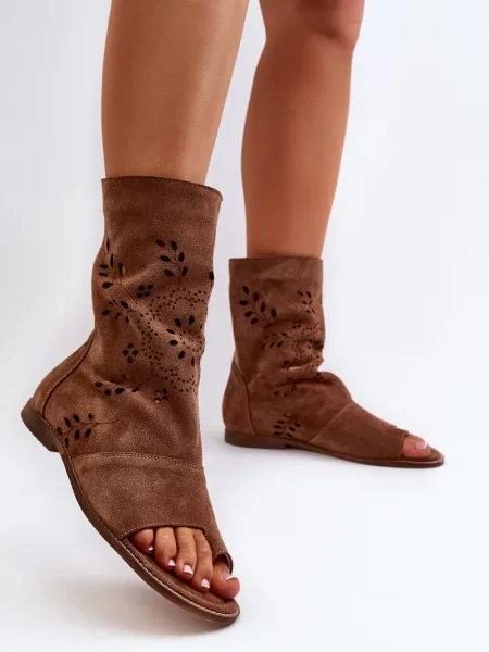 Велурени сандали Lewski Shoes кафяво