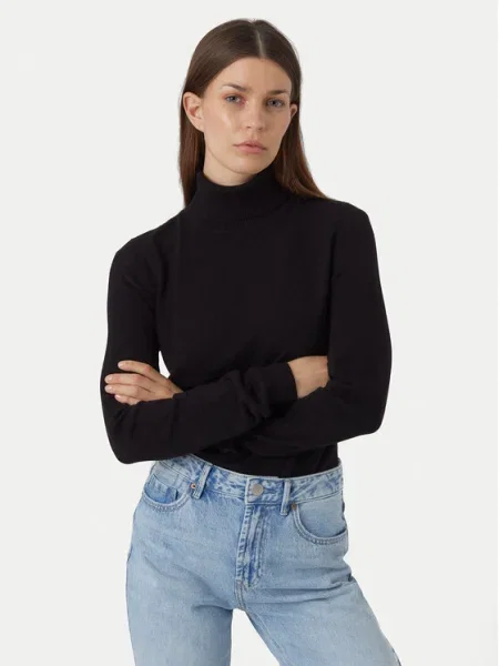 Vero Moda Bluză cu gât Happiness negru