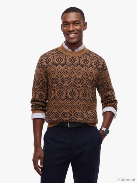 Tommy Hilfiger Pulover Fairisle maro