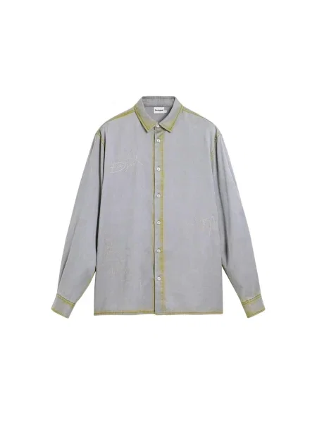 Desigual Cămașă galben lămâie / fumuriu gri