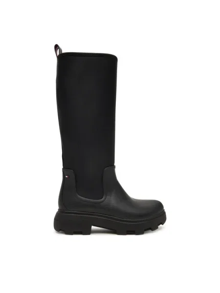 Гумени ботуши Tommy Hilfiger FLAG LONG RAINBOOT WARM LINING черно