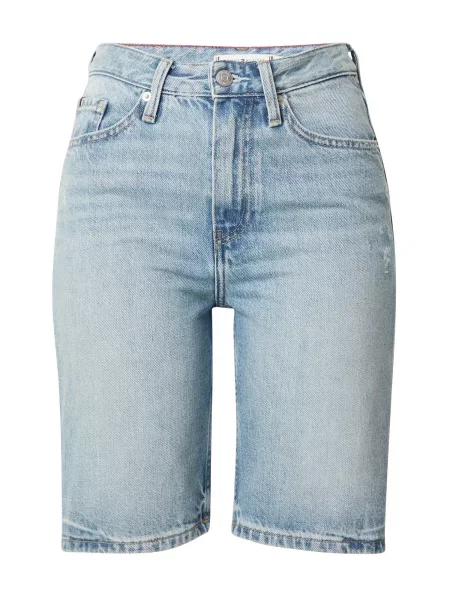 Дънков къс панталон Tommy Hilfiger с изчистен дизайн висока талия синьо