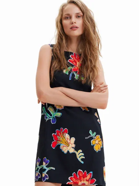Desigual Letné šaty SUNDANCE zelená / oranžová / červená čierna