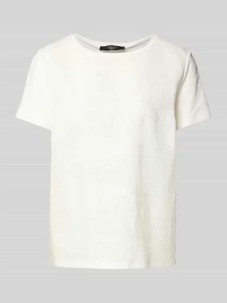 T-shirt z obszyciem koronką model ‘BONDENO’ Weekend Max Mara biała