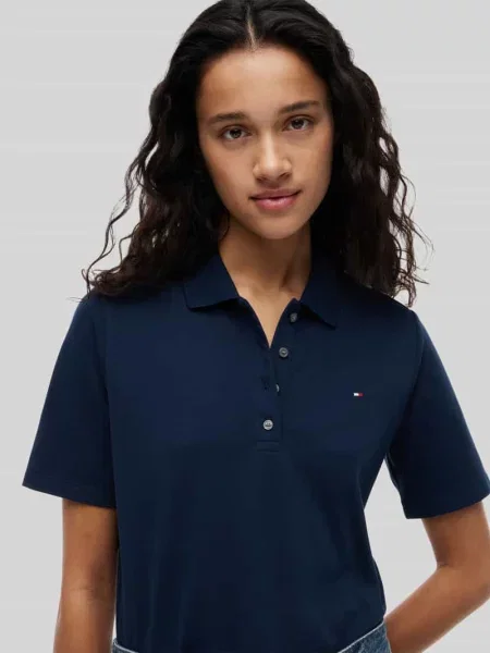 Koszulka polo Tommy Hilfiger z autografem niebieska