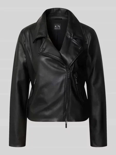 Kurtka w skórzanym wyglądzie Armani Exchange czarna