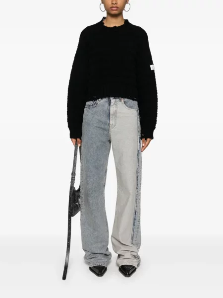 Megztinis Mm6 Maison Margiela su nubrozdinimais chunky juoda