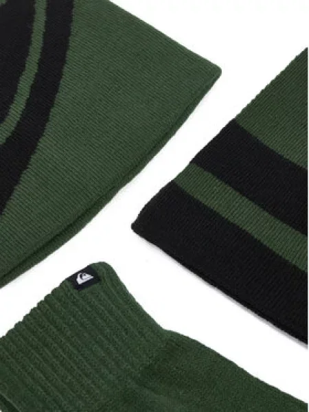 Sada čepice šála a rukavice Quiksilver zelená