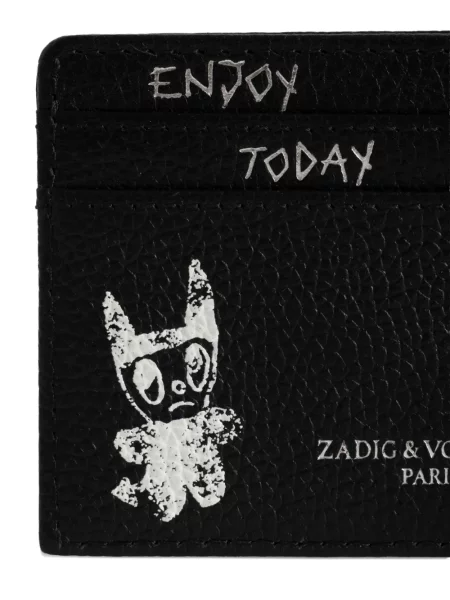 Кожено портмоне Zadig&voltaire с принт черно