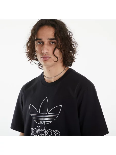 Тениска adidas Originals Trefoil Tee с принт черно