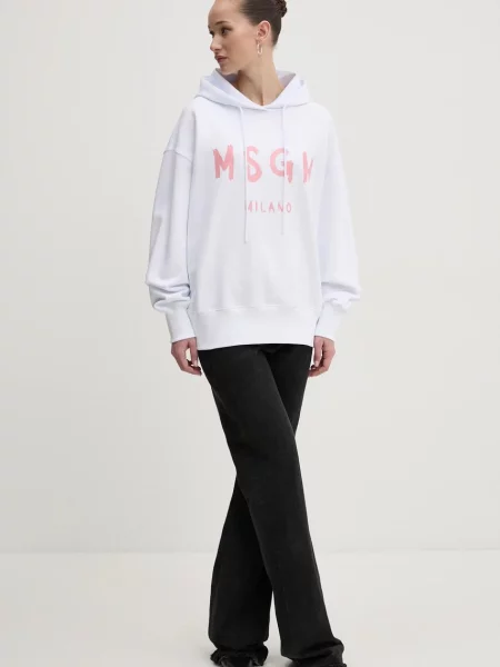 MSGM bluza z kapturem z nadrukiem biały