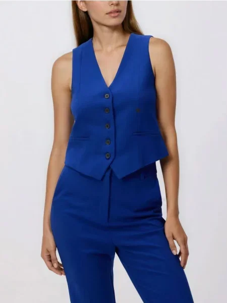Reserved Garniturowa kamizelka z wiskozą niebieski
