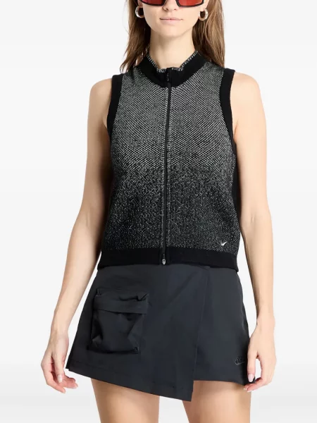 Top sport Nike din fleece plisat fără mâneci alb