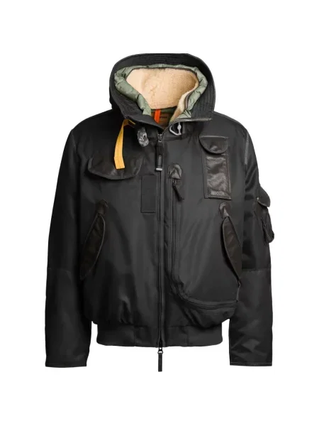 Gulerat geacă cu puf Parajumpers din piele de oaie negru