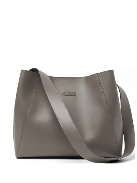 Geantă de mână Peserico din piele cu autograf maro