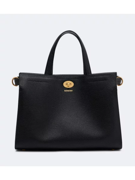 Top Burberry din piele în carouri negru