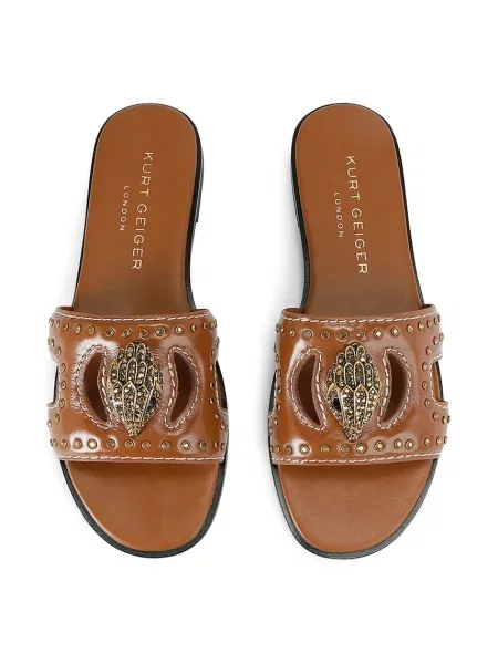 Кожаные шлепанцы Kurt Geiger London без каблука бежевые