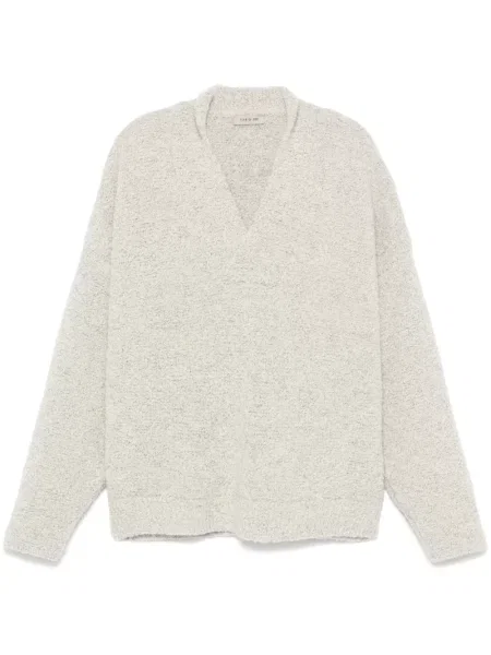 Sweter Fear Of God z dekoltem w serek biały