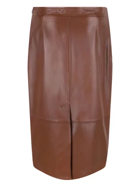 Fustă din piele Max Mara maro