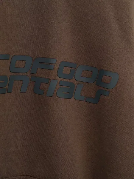 Raštuotas džemperis su gobtuvu Fear Of God Essentials ruda