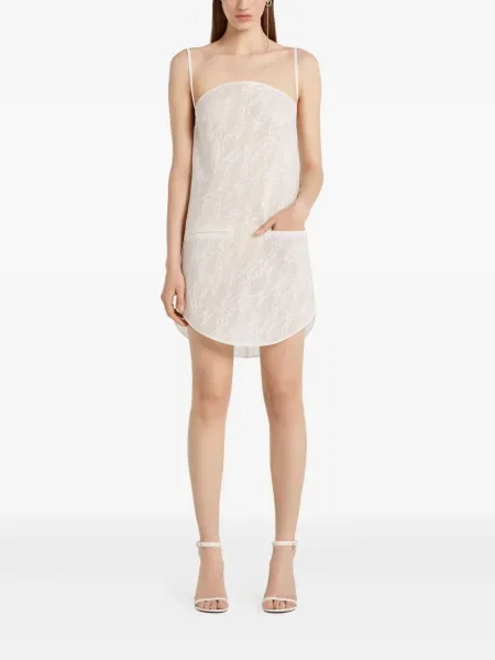Rochie mini Courreges din dantelă de costum alb