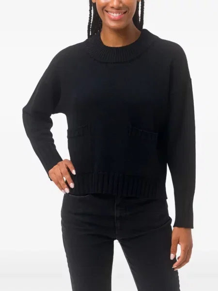 Sweter Alpha Studio z okrągłym dekoltem czarny