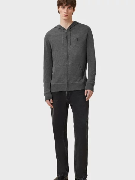 Шерстяное худи Allsaints серое