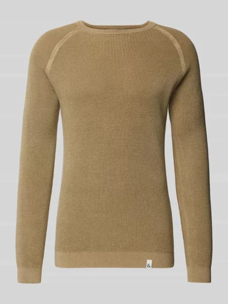 Sweter z dzianiny z prążkowanymi wykończeniami Colours & Sons beżowy