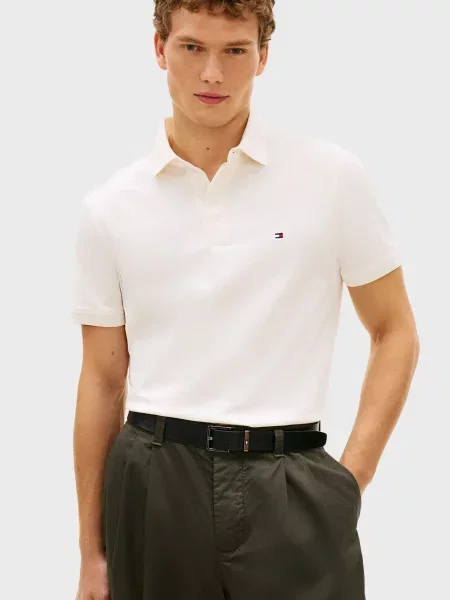 Жаккардовое поло Tommy Hilfiger белое
